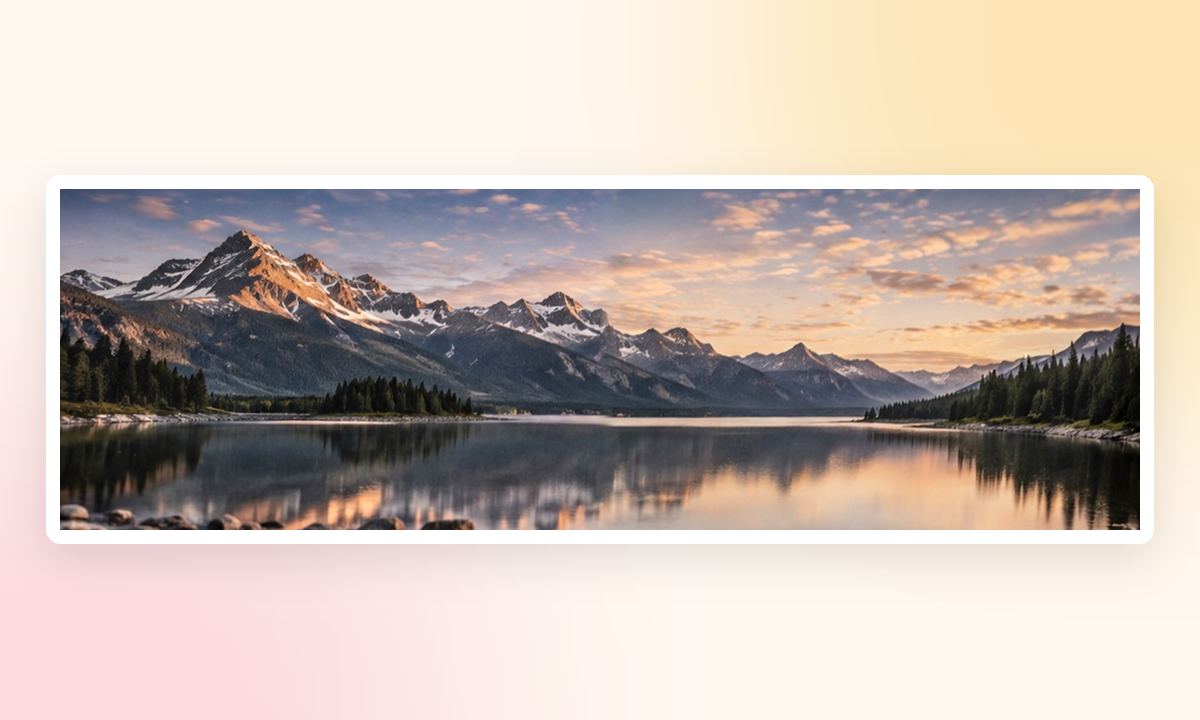 Two separate lake photos on the left of the handle, joined into one seamless panorama on the right